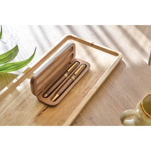 Coffret de stylos en bois de noyer Adelina