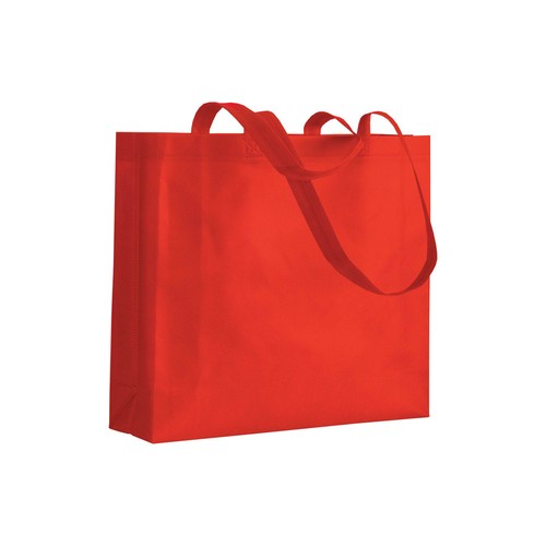 Bolsa de tejido sin tejer termosoldado, asas largas y fuelle Bolsa de tejido sin tejer termosoldado, asas largas y fuelle