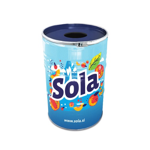 Barrel Bin Big Full Colour with Lid with Hole | 200 Liter Bin