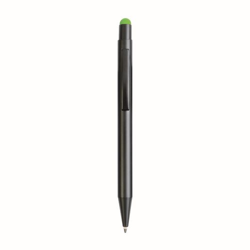 Aluminum push button ball pen with colored touch screen and laser engraved logo