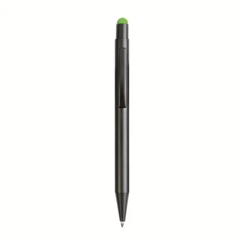 Aluminum push button ball pen with colored touch screen and laser engraved logo