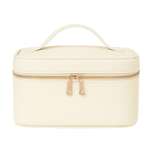 Large beauty case in fine-grain saffiano PU in pastel color