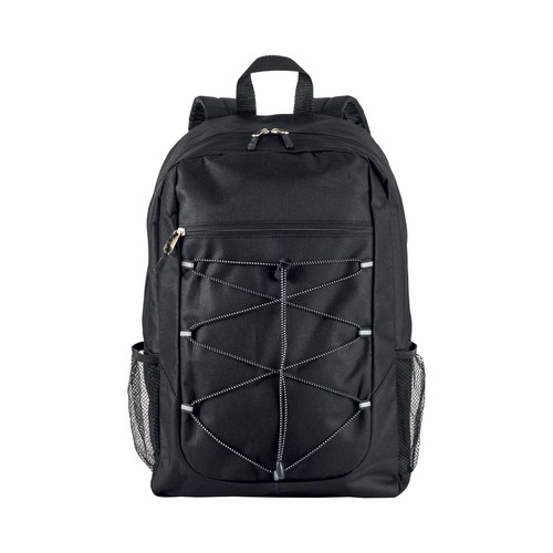 600D polyester 4-pocket backpack (two mesh side pockets). Padded straps and back 600D polyester 4-pocket backpack (two mesh side pockets). Padded straps and back
