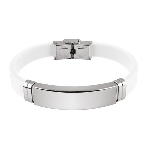 BRACCIALE ACCIAIO E EVA BIANCA 1CM