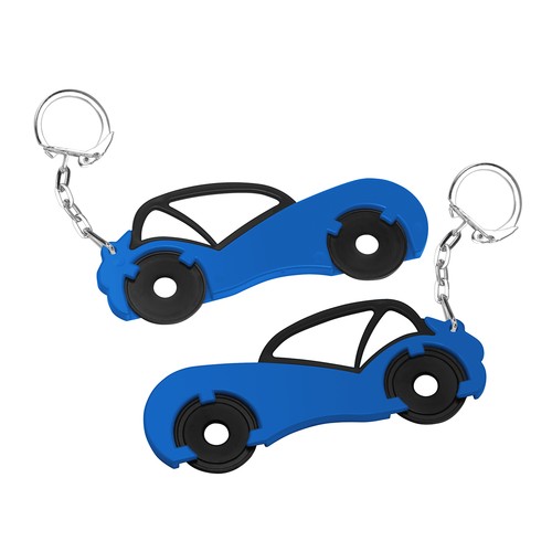 Chiphouder met twee winkelwagenmuntjes 1€ "auto" Chiphouder met twee winkelwagenmuntjes 1€ "auto"