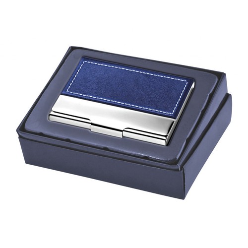 BUSINESS CARD HOLDER METAL - PU BLUE BUSINESS CARD HOLDER METAL - PU BLUE