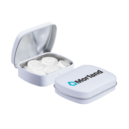 Mini hinged tin logo mints Mini hinged tin logo mints