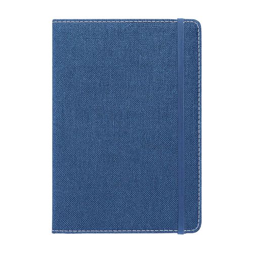 Carnet avec couverture en R-Pet, avec élastique, feuilles à lignes, coloris blanc
