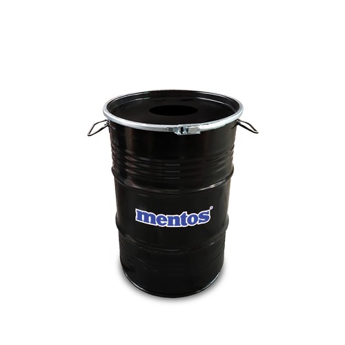 Barrel Bin Small Black with Lid with Hole | 60 Liter Bin