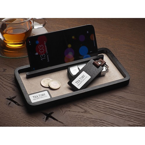 Drewniany organizer na biurko