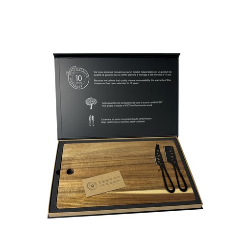 Cheese board and knives set FSC® 100% acacia Cheese board and knives set FSC® 100% acacia