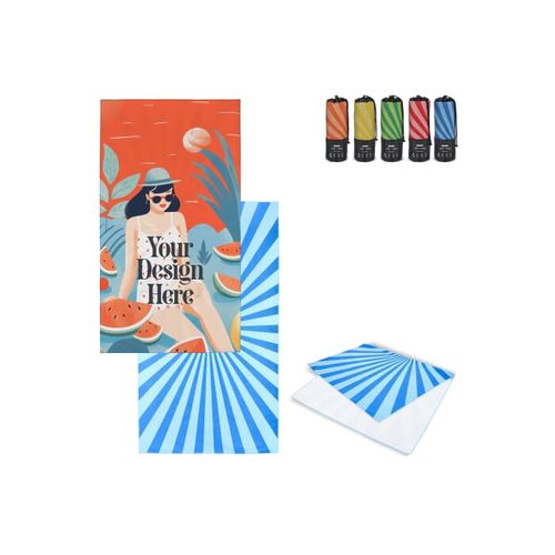 R-PET quick dry beach towel 100x180cm with pouch (200g/m²) sublimation