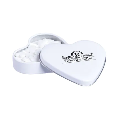 Heart shaped tin with heart peppermint