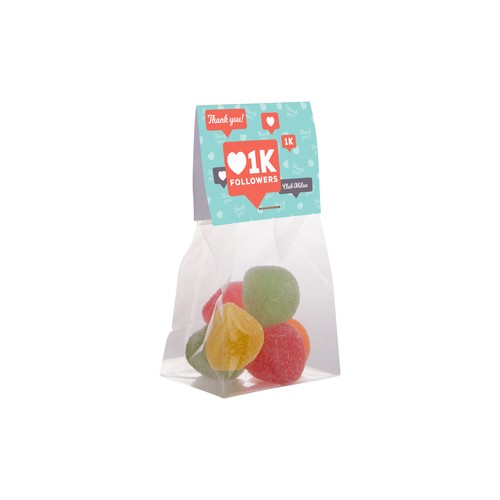 Blokzakje met kopkaartje en 50 gram snoep Blokzakje met kopkaartje en 50 gram snoep