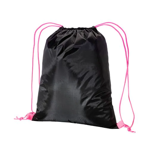 210T black polyester backpack with choke closure and colored cords 210T black polyester backpack with choke closure and colored cords