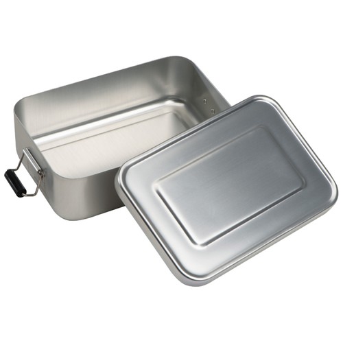 Aluminum lunch box with closure