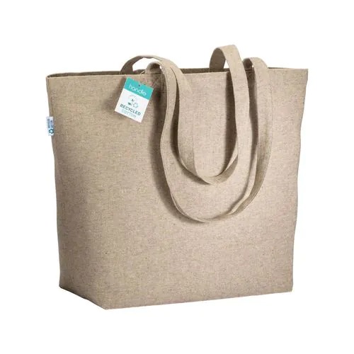 Tote-bag avec soufflet à la base en coton recyclé 280 g/m2, anses longues Tote-bag avec soufflet à la base en coton recyclé 280 g/m2, anses longues