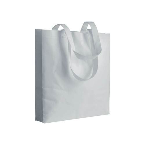 Bolsa de tejido sin tejer termosoldado, asas largas y fuelle Bolsa de tejido sin tejer termosoldado, asas largas y fuelle