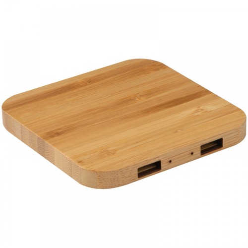 Bamboo Wireless Charger with 2 USB ports