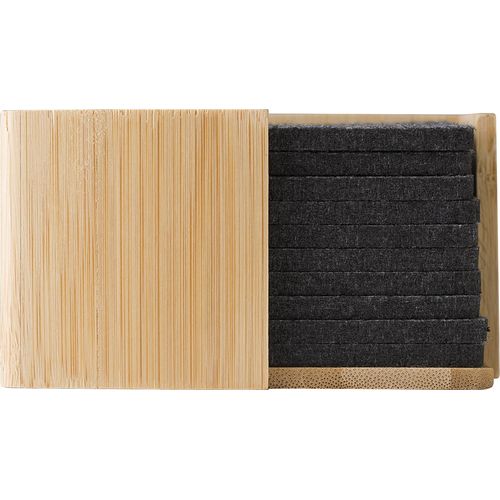 Set sottobicchieri in feltro rPET con custodia in bambù Lawrence