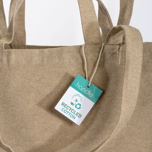 280 g/m2 recycled cotton shopper with gusset at base, double handles and inside pocket