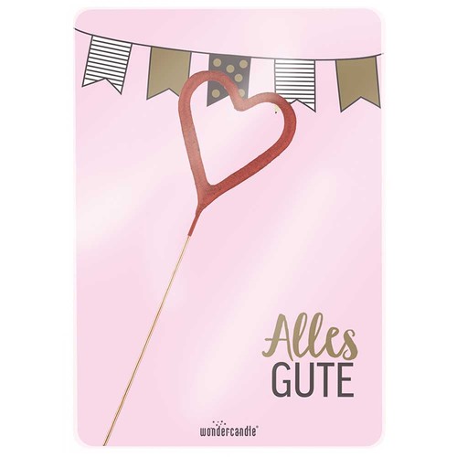 Mini Wondercandle® avec carte promotionnelle - cœur, argenté