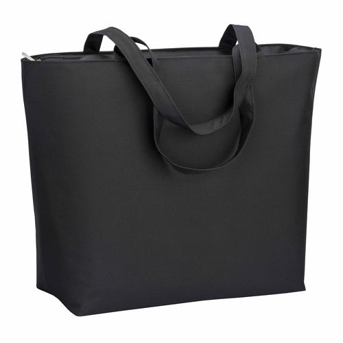 300D polyester beach bag  with long handles and zip closure