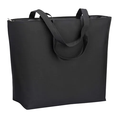 300D polyester beach bag with long handles and zip closure 300D polyester beach bag with long handles and zip closure