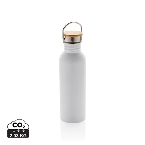 Bouteille en acier inoxydable avec couvercle en bambou