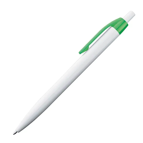 White plastic ball pen with coloured clip White plastic ball pen with coloured clip