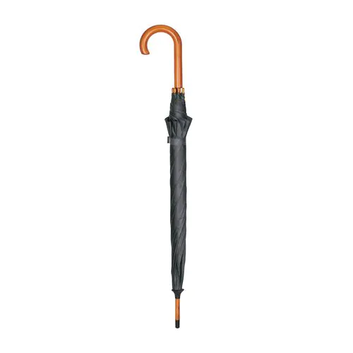 Automatic umbrella with wood shaft, ferrule and handle