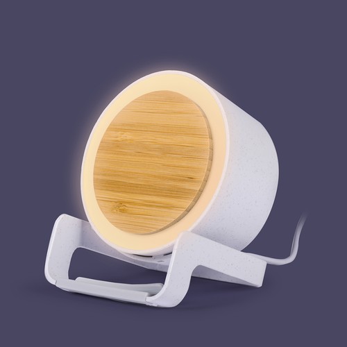 ALTAVOZ BLUETOOTH CON CARGADOR INALÁMBRICO EN PAJA DE TRIGO+ABS, BAMBÚ