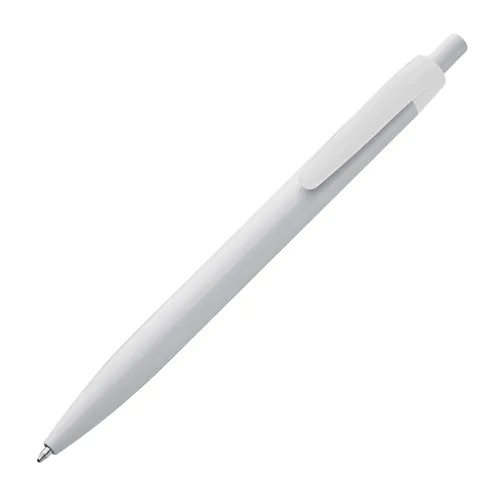 White plastic ball pen with coloured clip