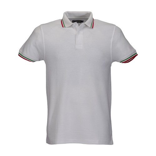 100% piqué cotton (180 g/m2) short-sleeved polo shirt with three-colour trims 100% piqué cotton (180 g/m2) short-sleeved polo shirt with three-colour trims