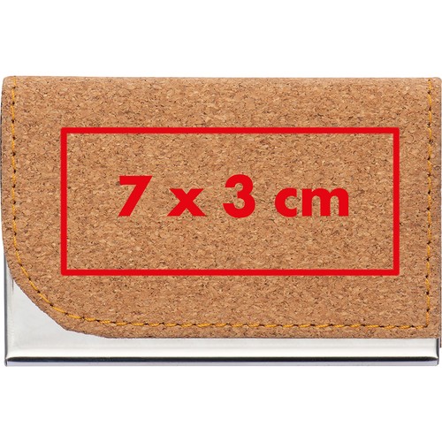 Porta biglietti da visita in metallo con superficie in sughero ROBERTO