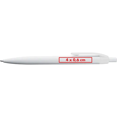 White plastic ball pen with coloured clip