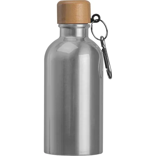 Stainless steel drinking bottle with carabiner, 400ml