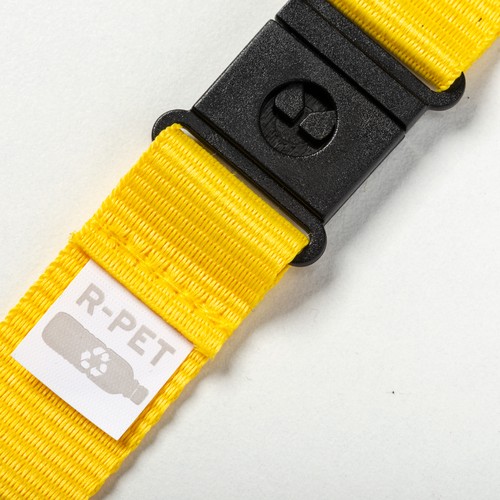 Lanyard en polyester recyclé R-PET avec mousqueton et fermeture de sécurité