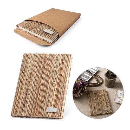 NERUDA. Bloc-notes A5 avec couverture rigide en fibre de paille naturelle NERUDA. Bloc-notes A5 avec couverture rigide en fibre de paille naturelle