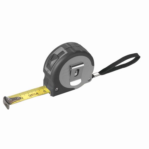 ABS 5-metre quick-release tape measure with lock button, rubber grip and belt clip ABS 5-metre quick-release tape measure with lock button, rubber grip and belt clip