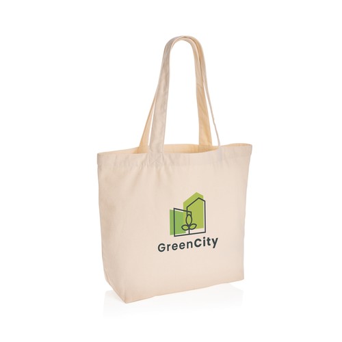 Impact Aware™ re-canvas shopper met vakje 240gsm ongeverfd Impact Aware™ re-canvas shopper met vakje 240gsm ongeverfd
