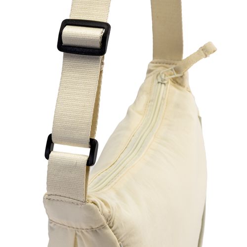 Borsa rotonda  in nylon con tracolla regolabile, chiusura con zip