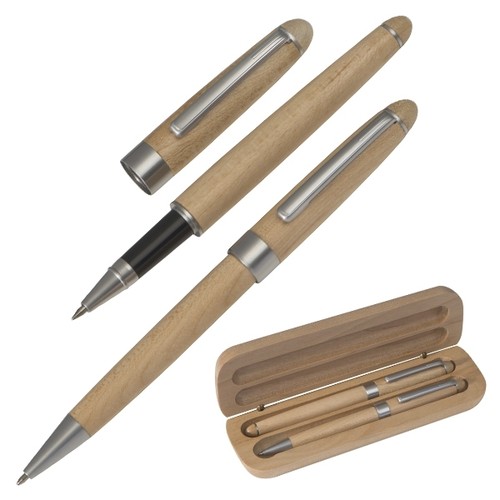 Wooden writing set ballpen and roller INDIANAPOLIS Wooden writing set ballpen and roller INDIANAPOLIS