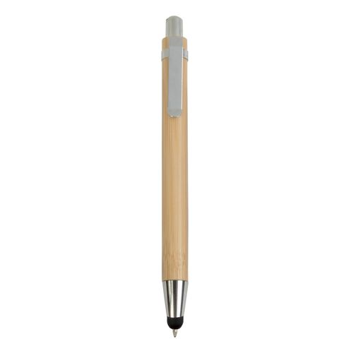 Penna a scatto in bambù con gommino per touch screen