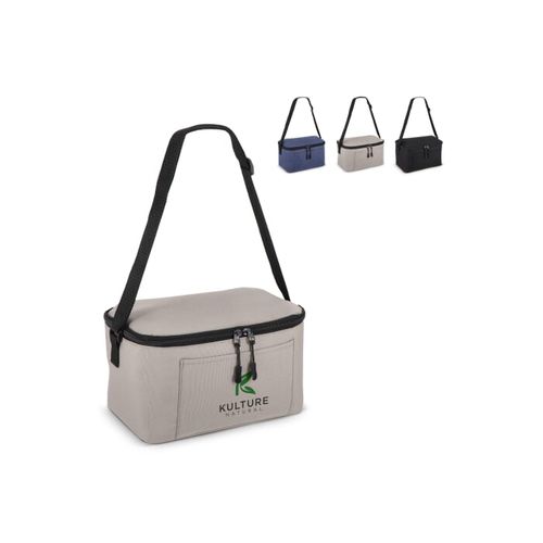 600D gerecycled PET koeltas voor 6 blikjes 25 x 14.5 x 15.5 cm 5 L