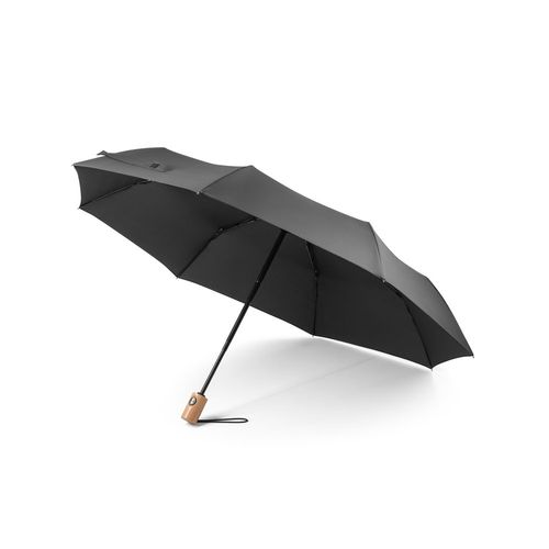 RIVER. Parapluie pliable en polyester recyclé (100% rPET) 190T pongé à ouverture et fermeture automatiques RIVER. Parapluie pliable en polyester recyclé (100% rPET) 190T pongé à ouverture et fermeture automatiques