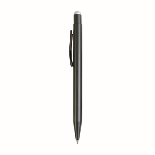 Aluminum push button ball pen with colored touch screen and laser engraved logo