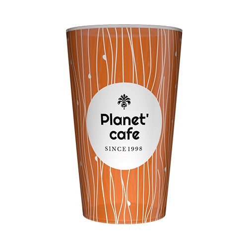 Personalised 25 cl orange reusable plastic cup - Digital printing
