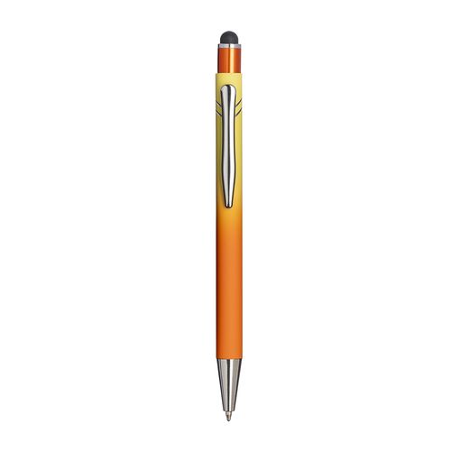 Penna a scatto in alluminio gommato. Fusto sfumato, clip e particolari metallizzati Penna a scatto in alluminio gommato. Fusto sfumato, clip e particolari metallizzati