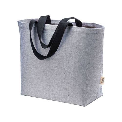 Recycled cotton bag 340 g/m2 with melange effect. Long colored handles and gusset